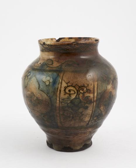 Lead glazed earthenware drug jar