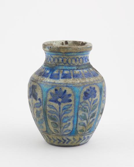 Earthenware jar, possibly a drug jar, with blue decoration