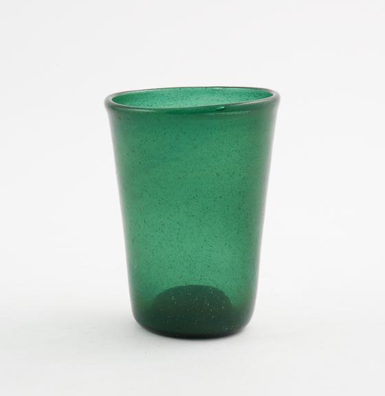 Glass cup, dark green, Islamic