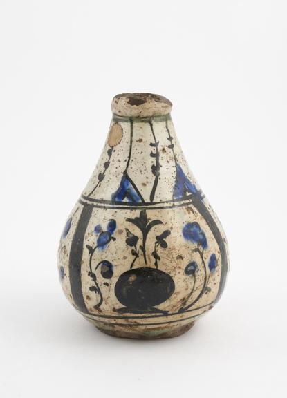 Storage vase, Turkish or Persian C16 to C17 blue and black