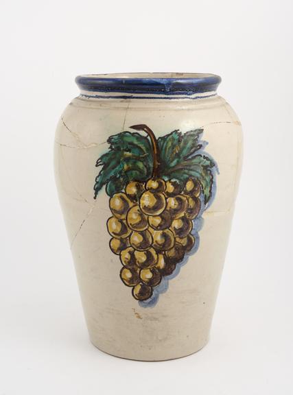 Ceramic jar, with painted bunch of grapes motif, Europe