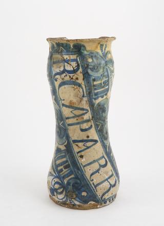 Blue maiolica albarello for caper root