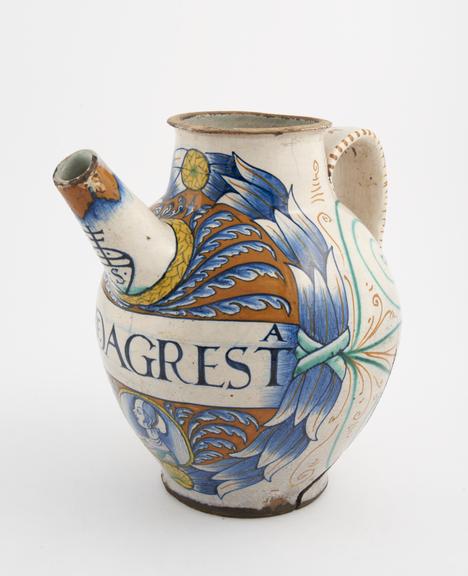 Syrup jar for unripe grapes, majolica, Italian, 16th Century