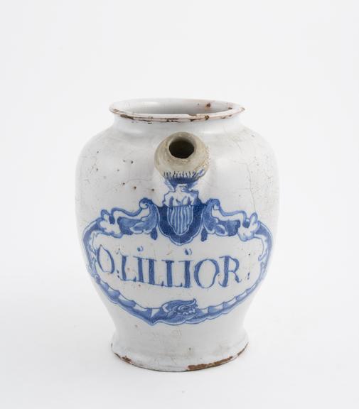 Tin-glazed earthenware syrup jar