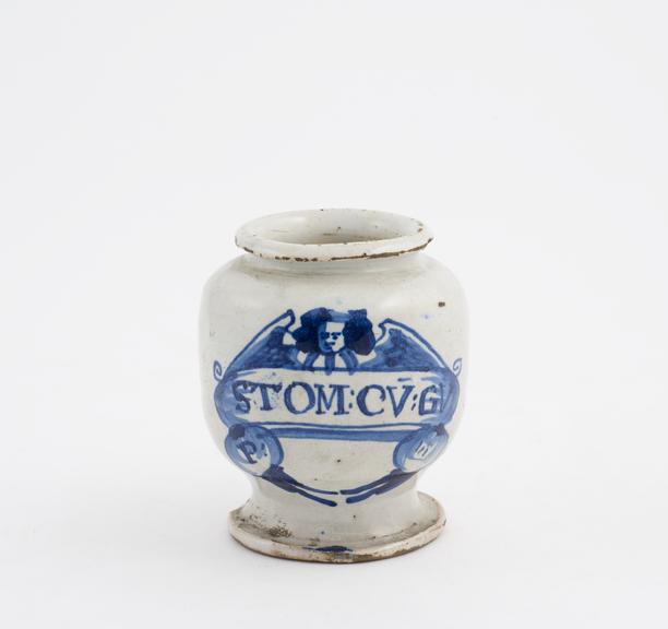 Tin-glazed earthenware drug jar