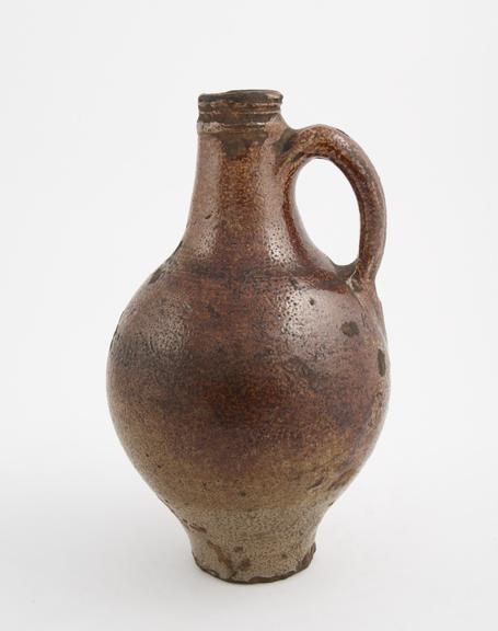 Stoneware jug, ovoid, with narrow neck and handle