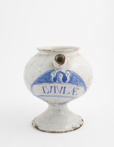 Tin-glazed earthenware syrup jar