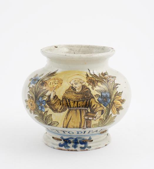 Tin-glazed earthenware drug jar