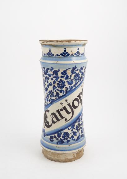 Albarello, Spanish from Catalonia, 18th century, blue and white