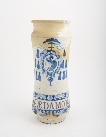 Tin-glazed earthenware albarello used by Augustinians for