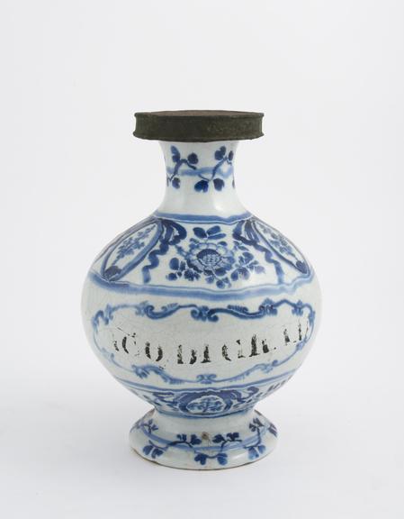 Blue and white pharmacy jar for Acqua Digram, North Italy