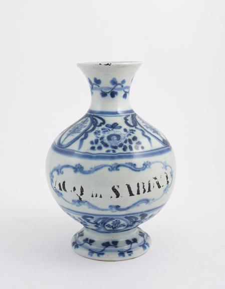 Blue and white pharmacy jar for oil of Savin, North Italy
