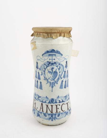 Albarello, majolica, Spanish, late 17th early 18th century