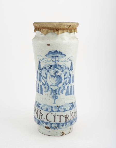 Albarello, majolica, Spanish, late 17th early 18th century