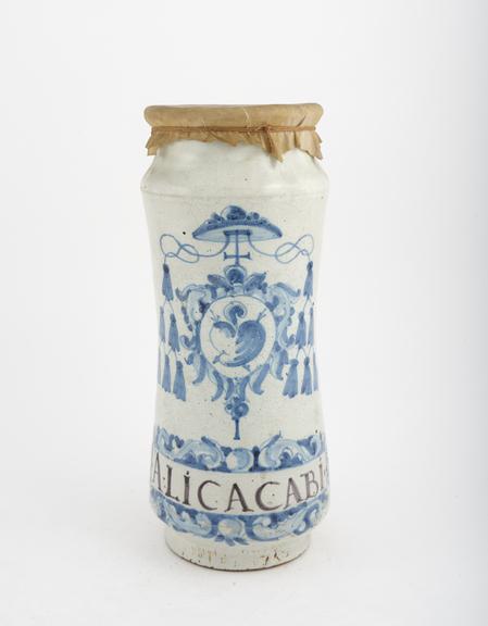 Albarello, majolica, Spanish, late 17th - early 18th centuries