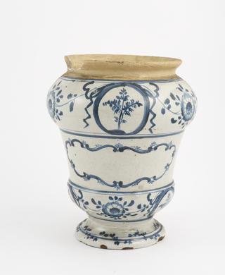 Blue and white pharmacy vase