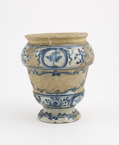 Pharmacy vase, North Italian, blue and white, 1730-1830