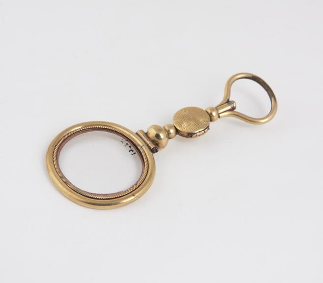 Spectacles, hand, quizzer, gilt metal