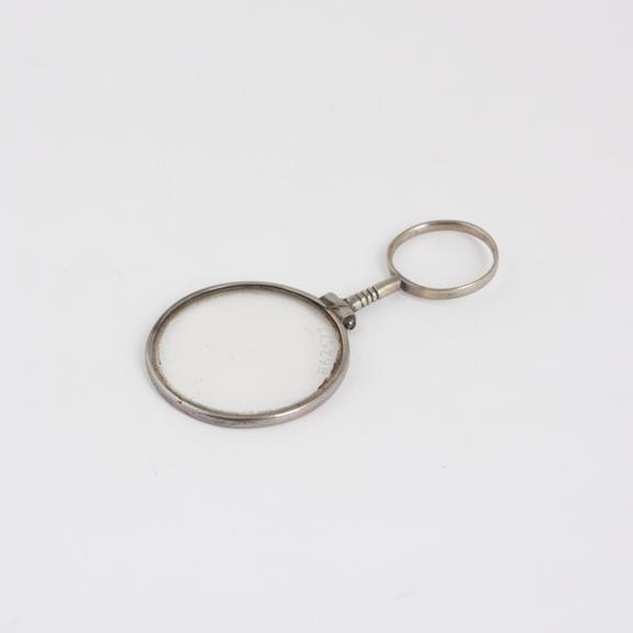 Spectacles, hand, quizzer, silver, English, 1840-1860