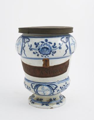 Blue and white pharmacy vase