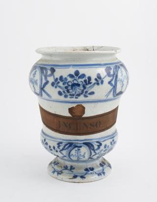Blue and white pharmacy vase