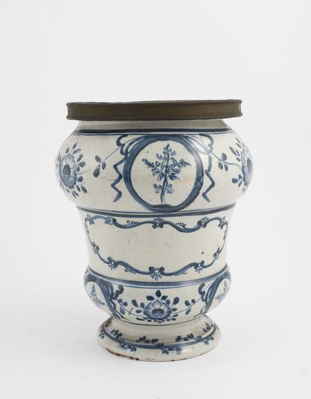 Pharmacy vase, blue and white, for calomel, North Italian