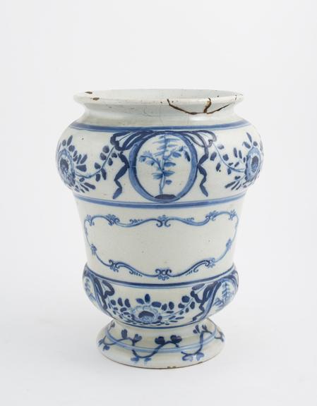 Pharmacy vase, blue and white, for manna gerace, north Italian