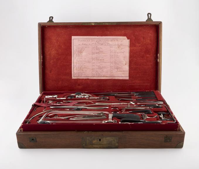 Surgical instrument set, cased, by Mathieu, French, 19th century