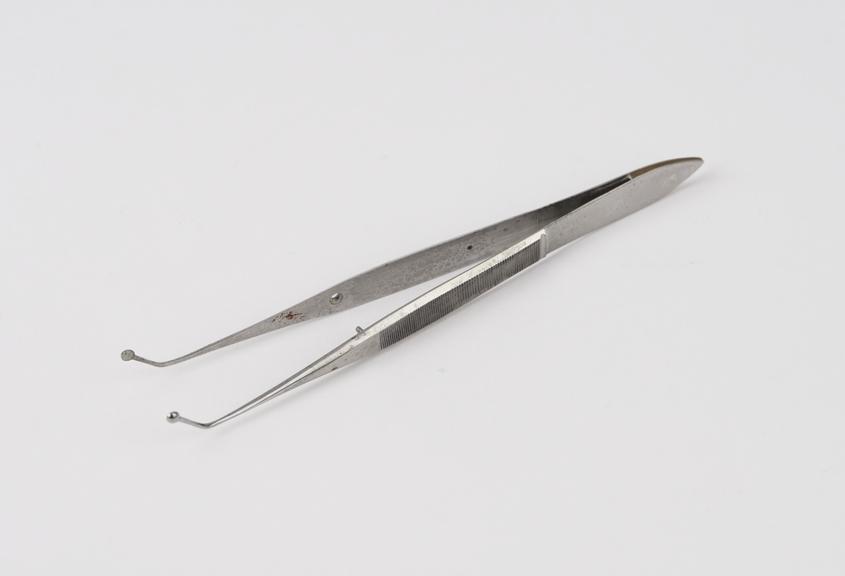 Luer's ophthalmic forceps, nickel plated metal, possibly German