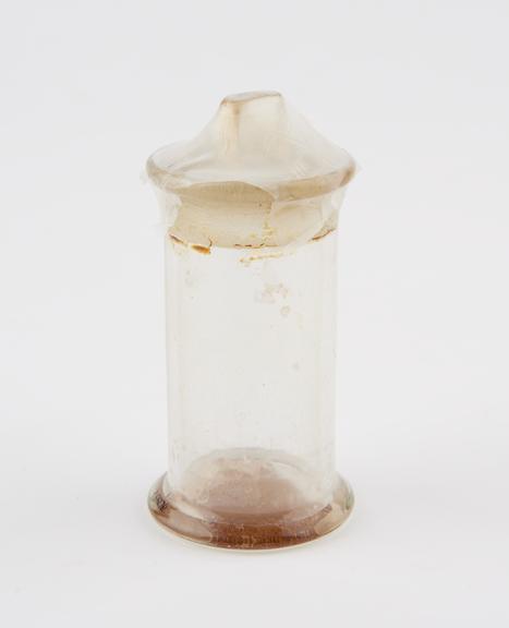 Glass specimen jar, formerly containing chlorine water