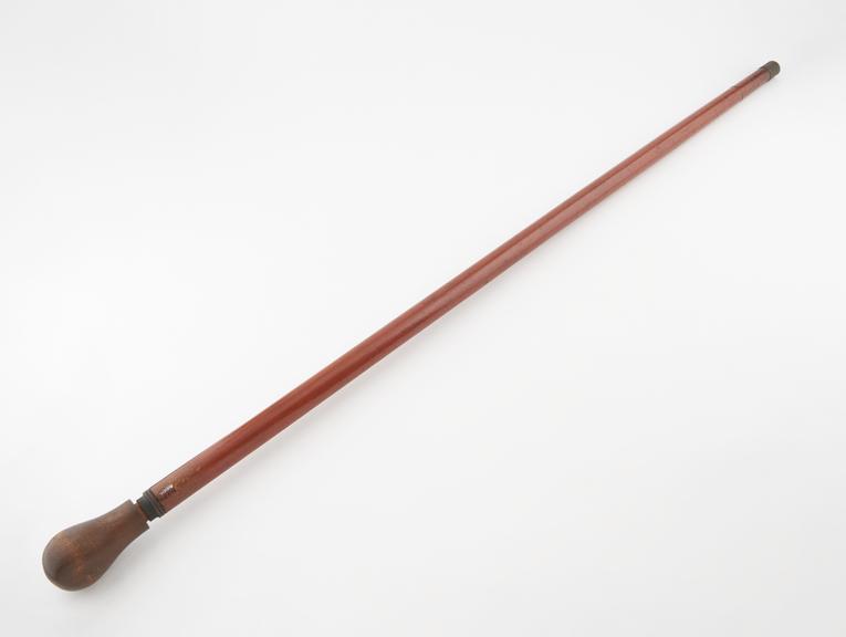 Physicians cane, with wooden knob handle, probably not original