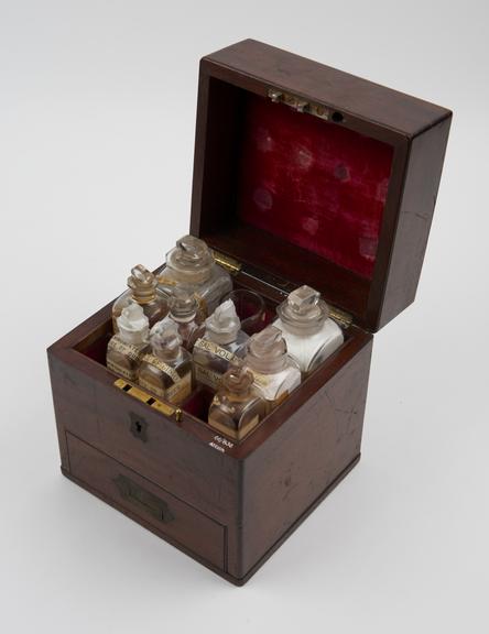 Medicine chest, mahogany, probably from Reece of London