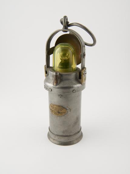 Derby' miner's electric safety lamp with lead plug lock'