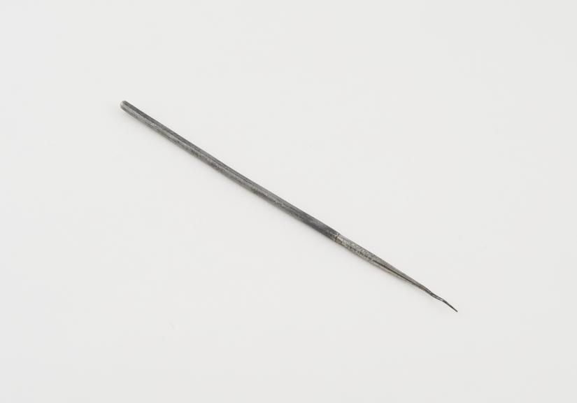 Dental probe, steel with blued handle, English, 1870-1910