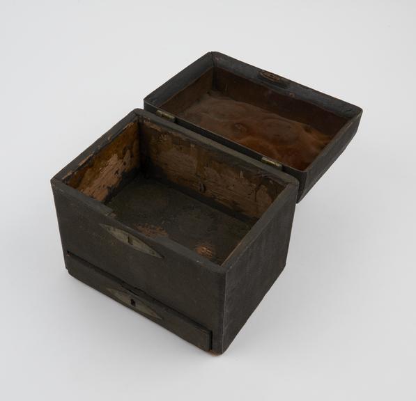 Wooden medicine chest covered in fishskin