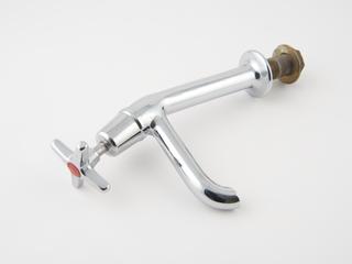 One of two tall pillar kitchen taps