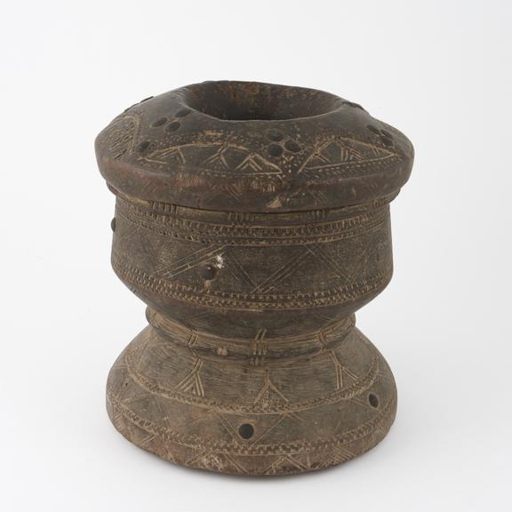 Carved wooden mortar, Middle East, 1601-1900