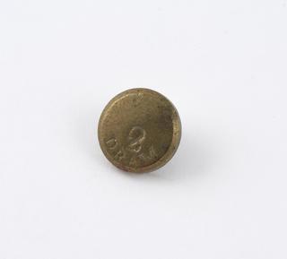 Circular brass 2 dram weight, English, 1850-1930