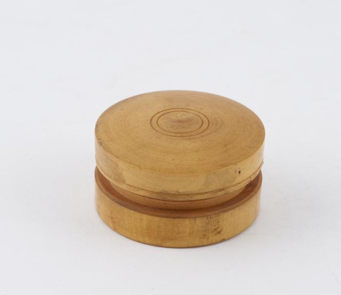 Wooden pill box probably 19th century or early 20th century