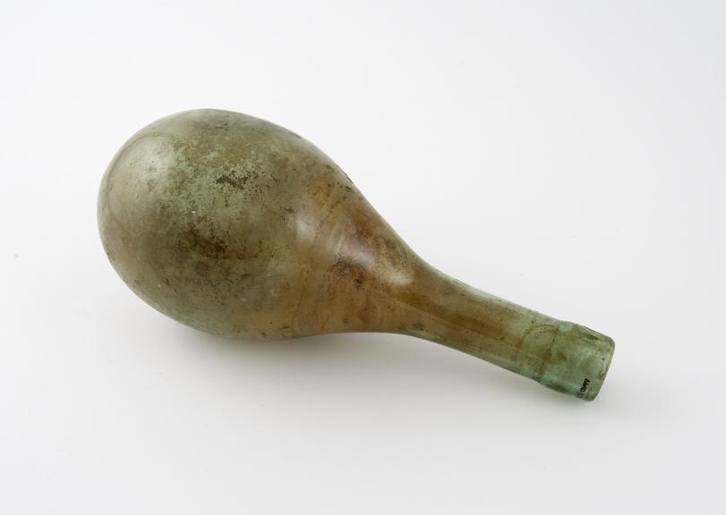 Pale green glass flask, European, 19th century