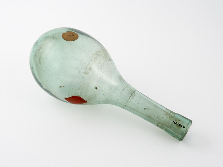 Pale green flask, glass, European, 1800-1900