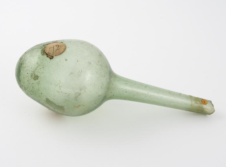 Pale green glass flask, European, 19th century