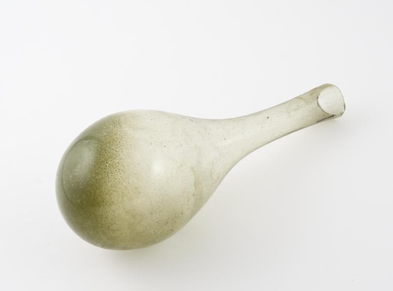 Pale green glass flask, European, 19th century