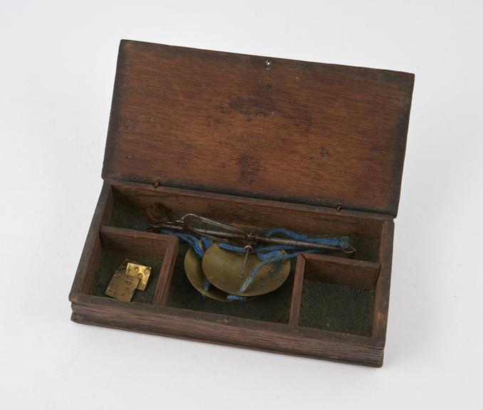 Apothecaries scales with steel beam and brass pans