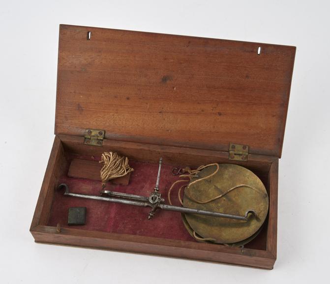 Apothecaries scales with steel beam and brass pans