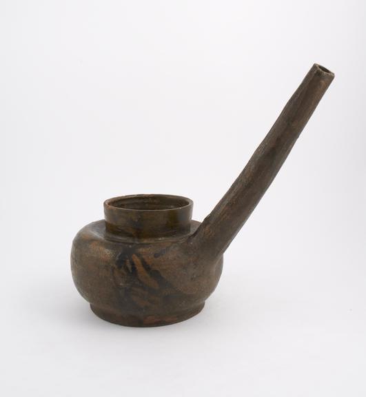 Earthenware bowl, with very long spout