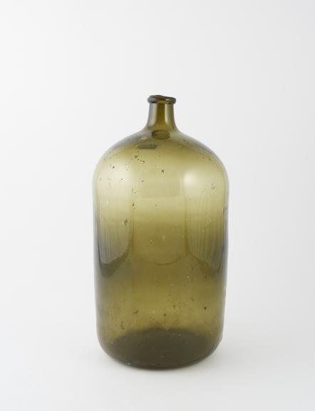 Storage bottle, green glass, unlabelled, English