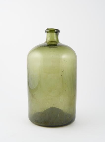 Storage bottle, green glass, unlabelled, English