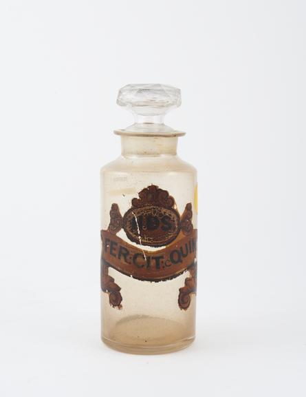 Bottle, clear glass, trace contents