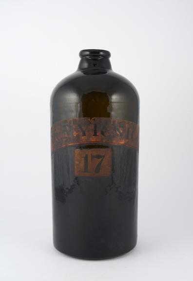 English glass pharmacy bottle, 19th century